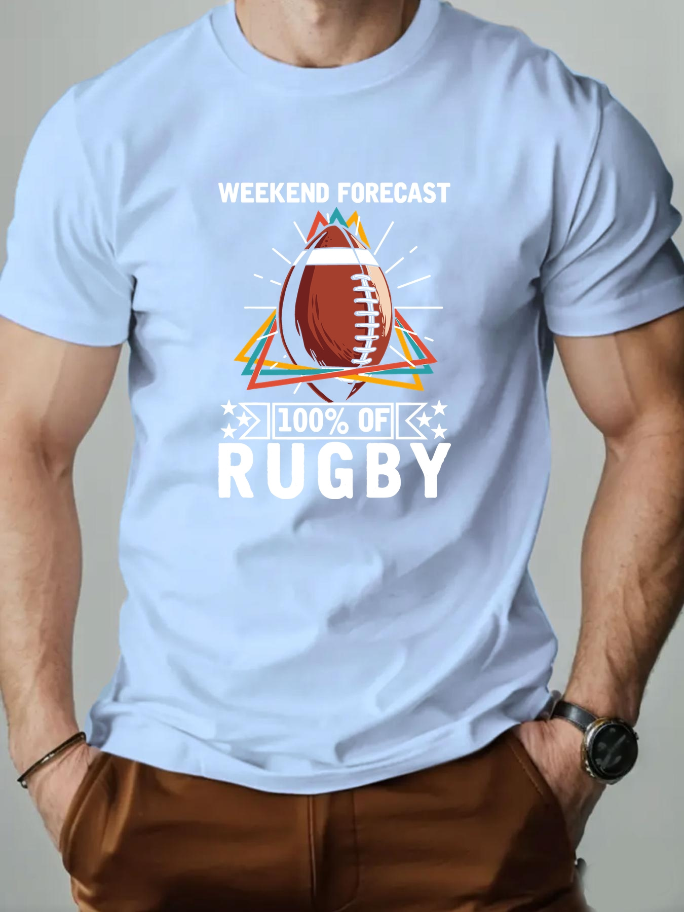 Men'S Summer Casual Short-Sleeve T-Shirt with a Rugby Pattern