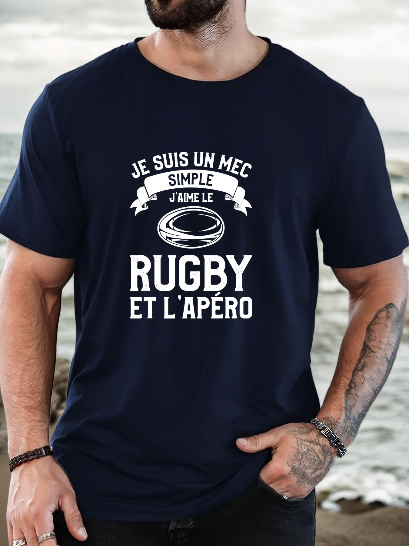 Men'S Summer Casual Short-Sleeve T-Shirt with a Rugby Pattern