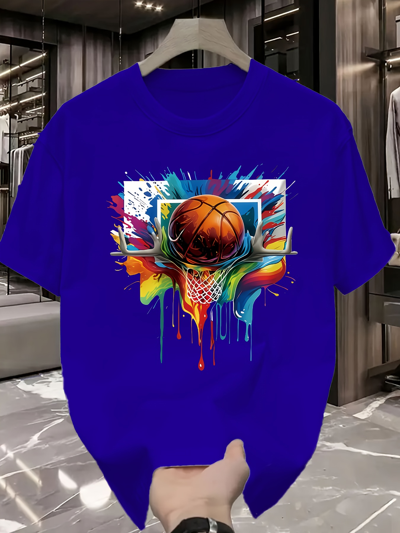 Men's Basketball Jersey T-Shirt with Dunking Player Graphic - Yellow & Black Team Design, Breathable Moisture-Wicking Short Sleeve Shirt for Casual Wear, Training & | All-Season Round Neck Tee