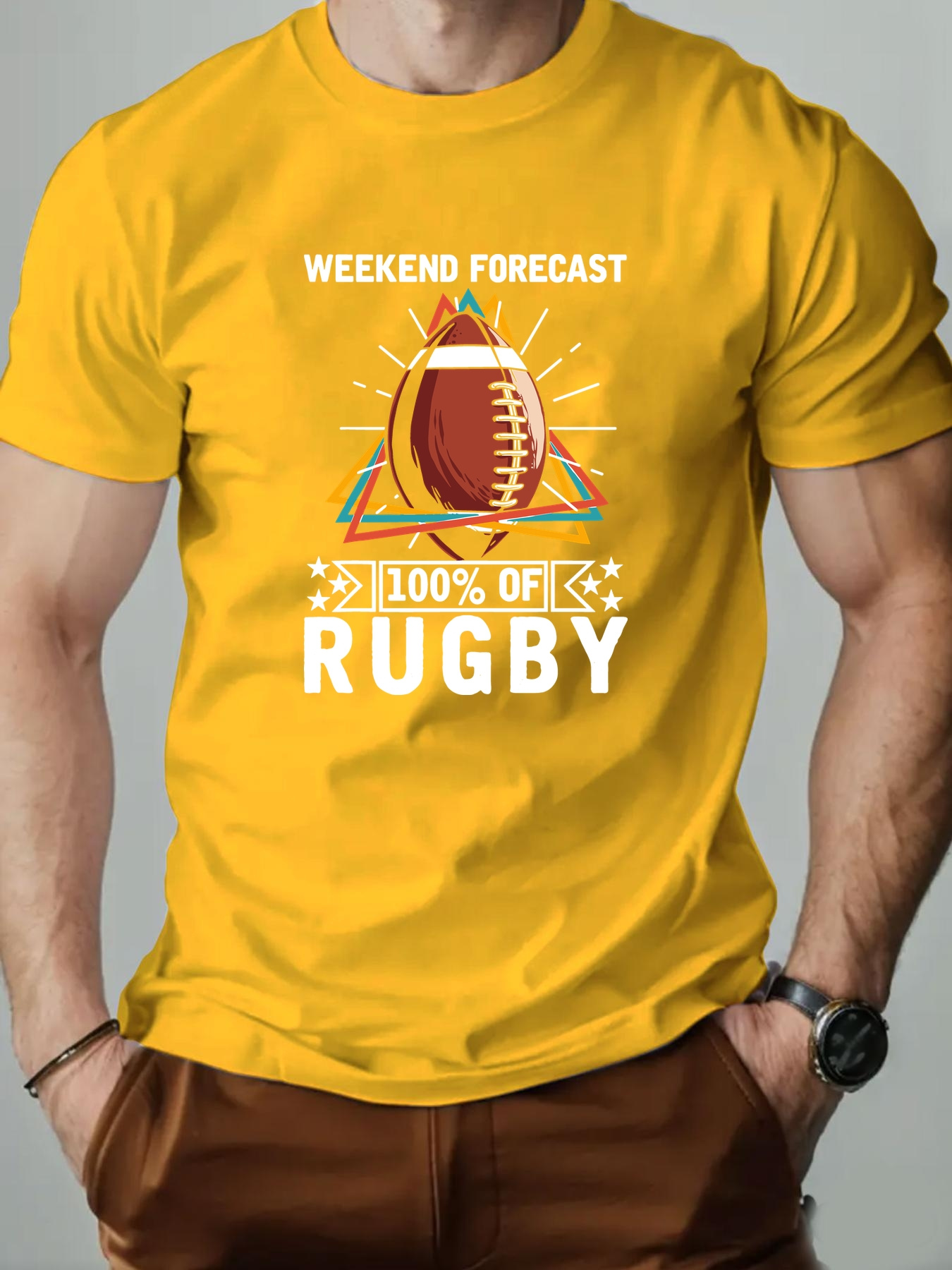 Men'S Summer Casual Short-Sleeve T-Shirt with a Rugby Pattern