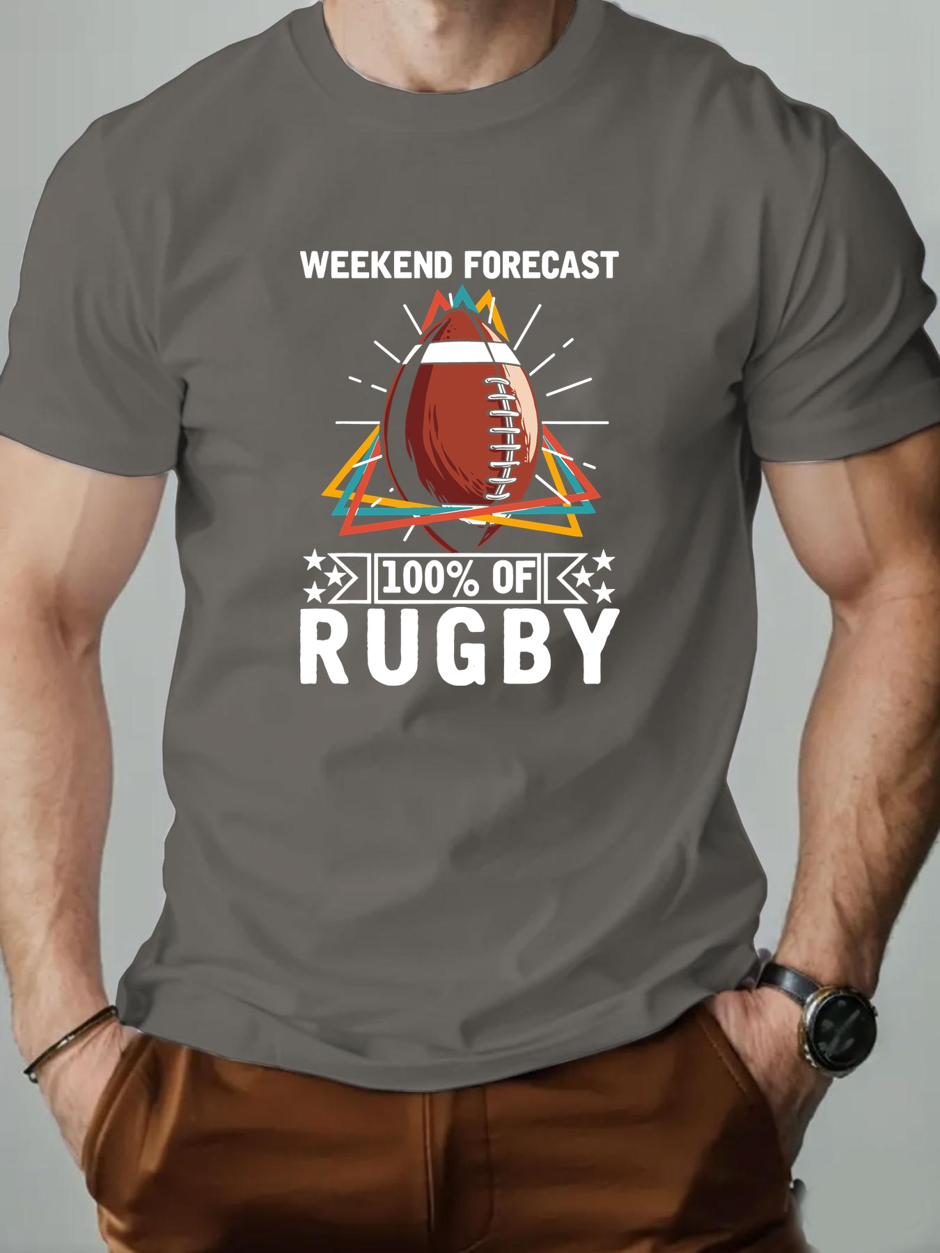 Men'S Summer Casual Short-Sleeve T-Shirt with a Rugby Pattern