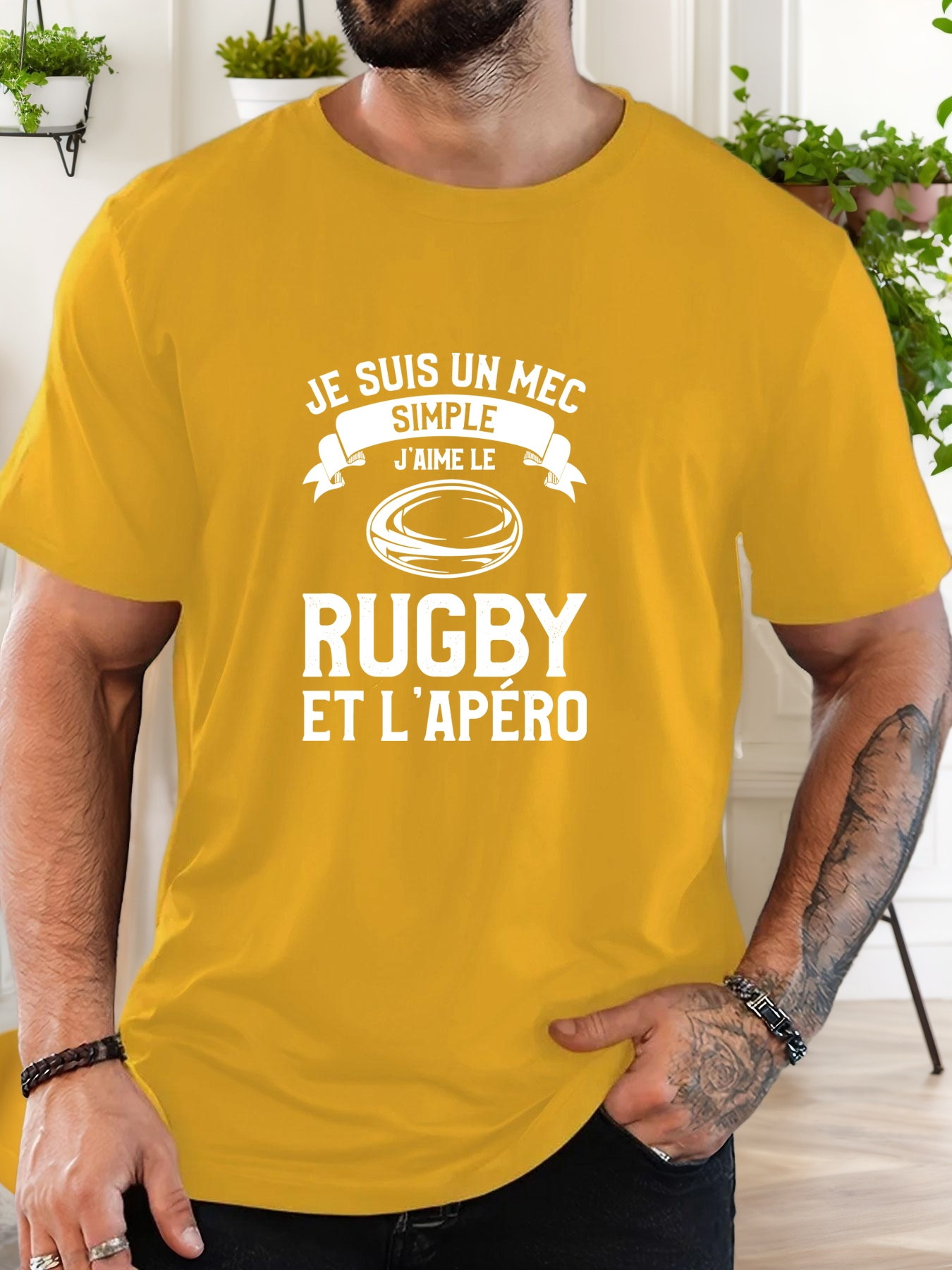 Men'S Summer Casual Short-Sleeve T-Shirt with a Rugby Pattern