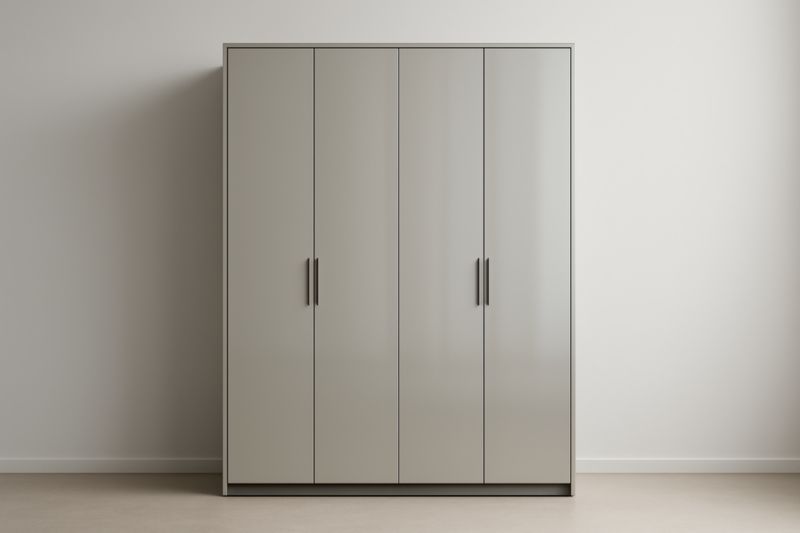 Armoire 4 Portes en Bois Gris