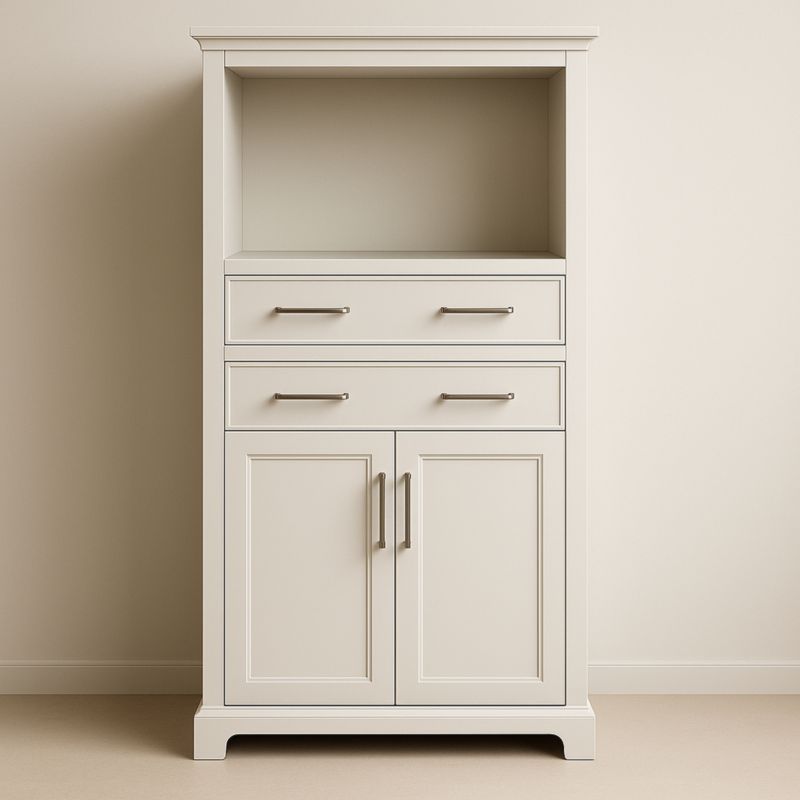 Armoire en MDF Blanc avec 2 Portes et 2 Tiroirs