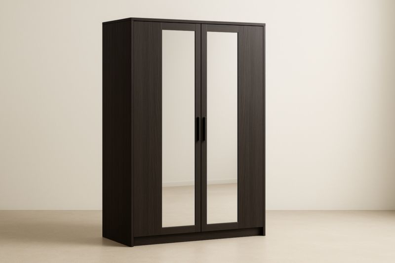 Armoire 2 Portes avec Miroirs en Bois Foncé