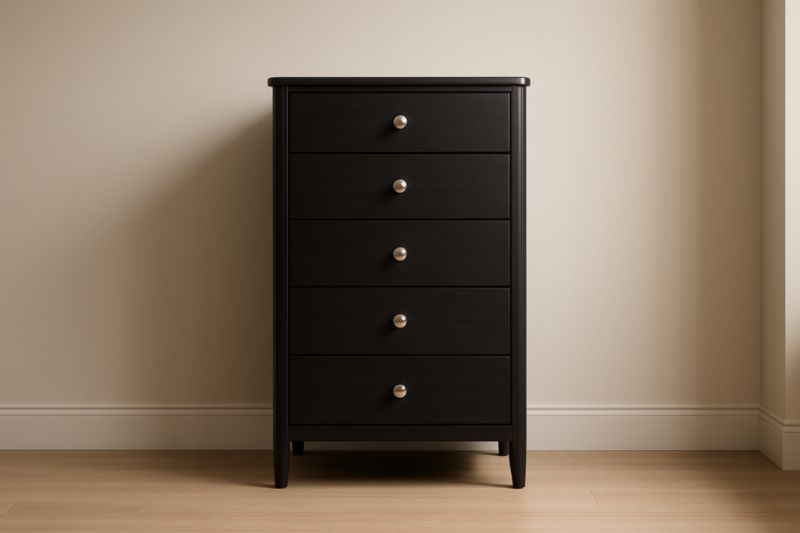 Commode à 5 tiroirs en bois noir