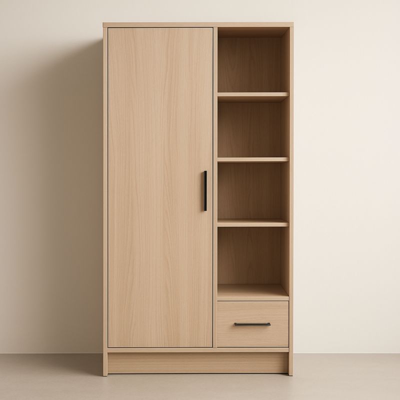 Armoire en bois avec porte et étagères 180x80x50cm