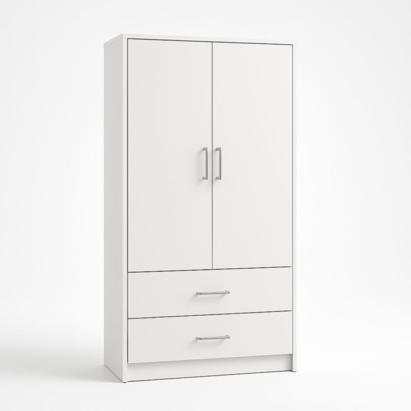 Armoire blanche en panneaux de particules avec portes et tiroirs