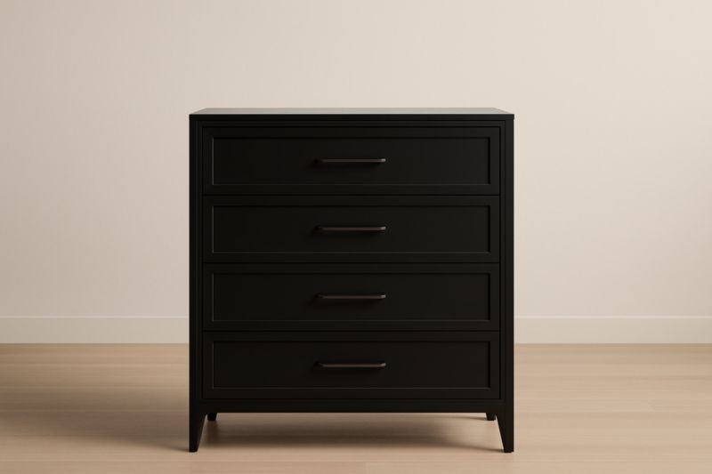 Commode en Bois MDF Noir à 4 Tiroirs