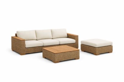 Set Divano da Esterno in Rattan Sintetico con Cuscini Beige