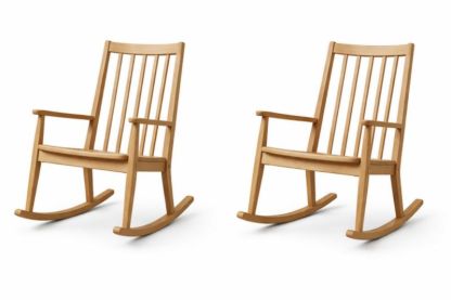 Set di due sedie a dondolo in legno massello colore Naturale