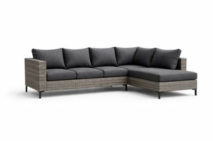 Divano angolare in rattan e tessuto grigio 260 cm x 185 cm