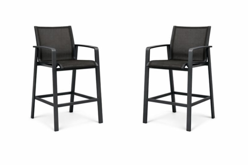Set di 2 sgabelli alti in alluminio con seduta in textilene