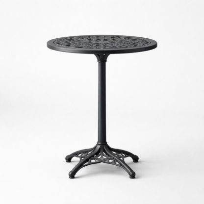 Tavolo rotondo nero in ghisa, diametro 60 cm, altezza 70 cm