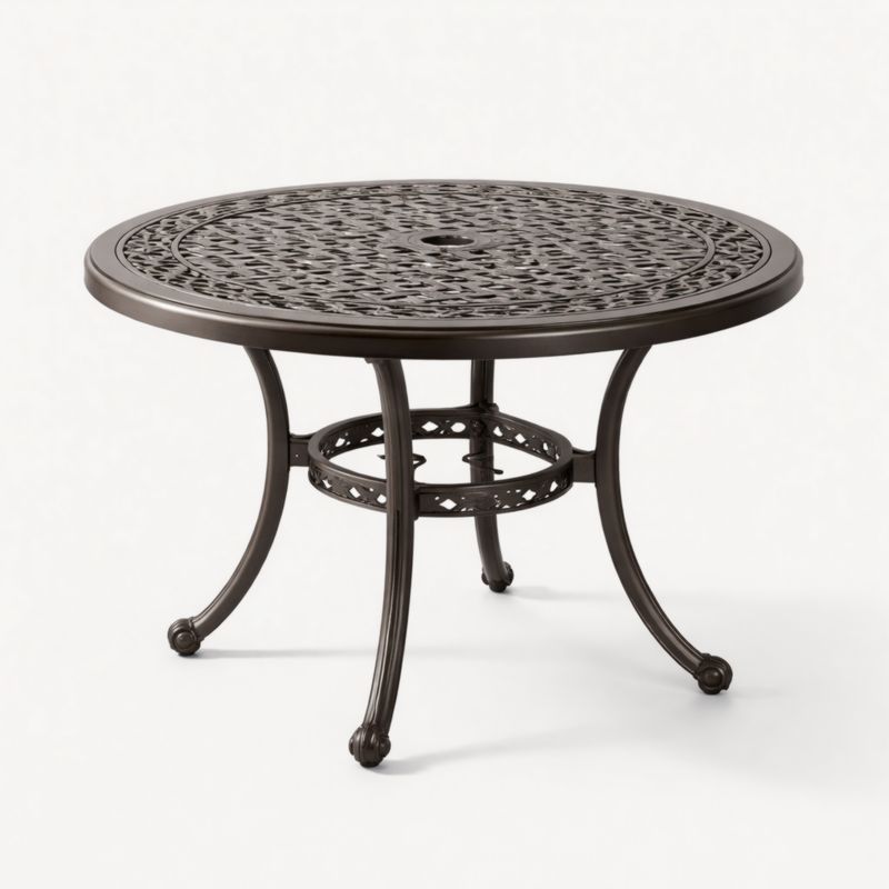 Tavolo da Giardino Rotondo in Alluminio Verniciato Bronzo 107 cm