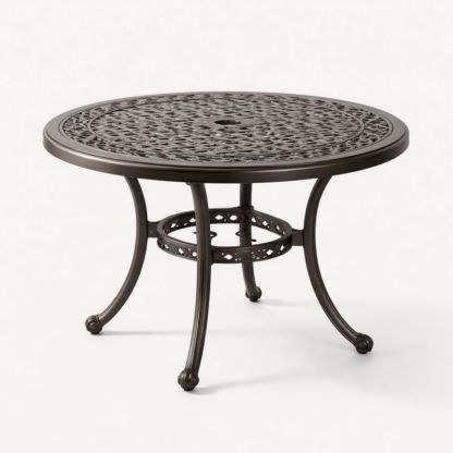 Tavolo da Giardino Rotondo in Alluminio Verniciato Bronzo 107 cm