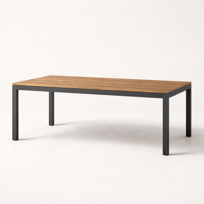 Tavolo rettangolare in metallo e legno di acacia 200x90 cm Marrone/Nero