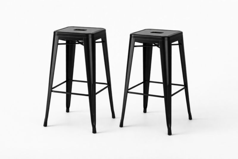 Set di 2 sgabelli alti in metallo nero