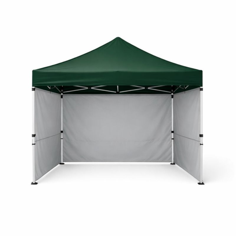 Tenda pieghevole 3x3 m con struttura in acciaio e telo in poliestere verde/grigio