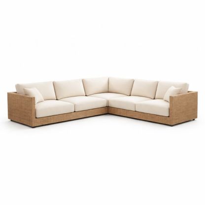 Divano angolare in Rattan con Cuscini Crema 270x270 cm