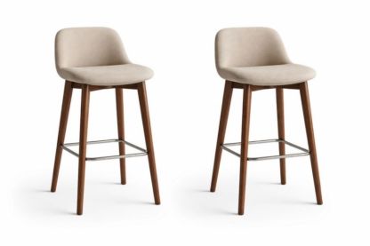 Set di 2 sgabelli da bar in tessuto beige con gambe in legno