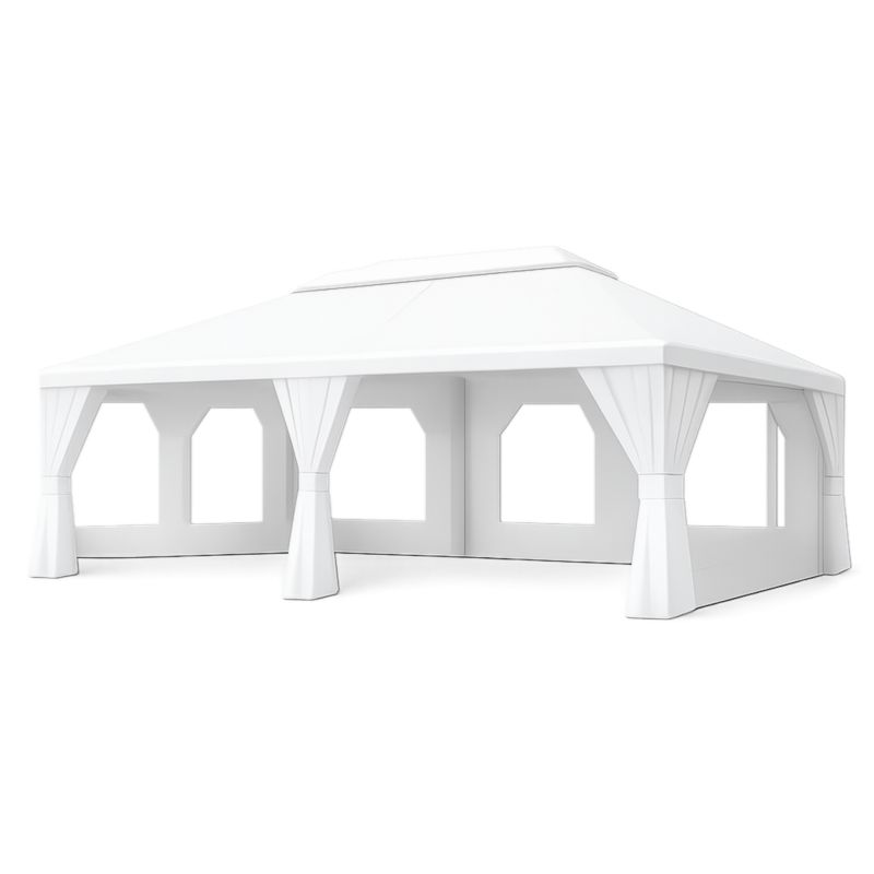 Tenda bianca 6x4 m in fibra di poliestere con struttura in acciaio