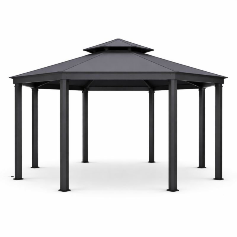 Gazebo esagonale in metallo Nero