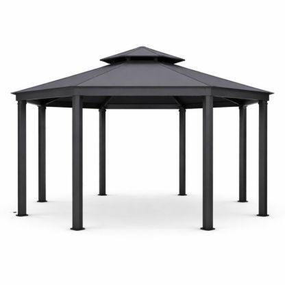 Gazebo esagonale in metallo Nero