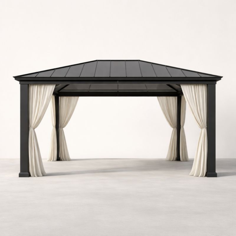 Gazebo in Alluminio con Tetto in Acciaio e Tendaggi in Poliestere