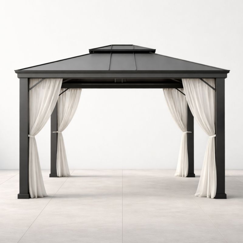 Gazebo in Alluminio con Tetto e Tende in Poliestere 300x300x270 cm