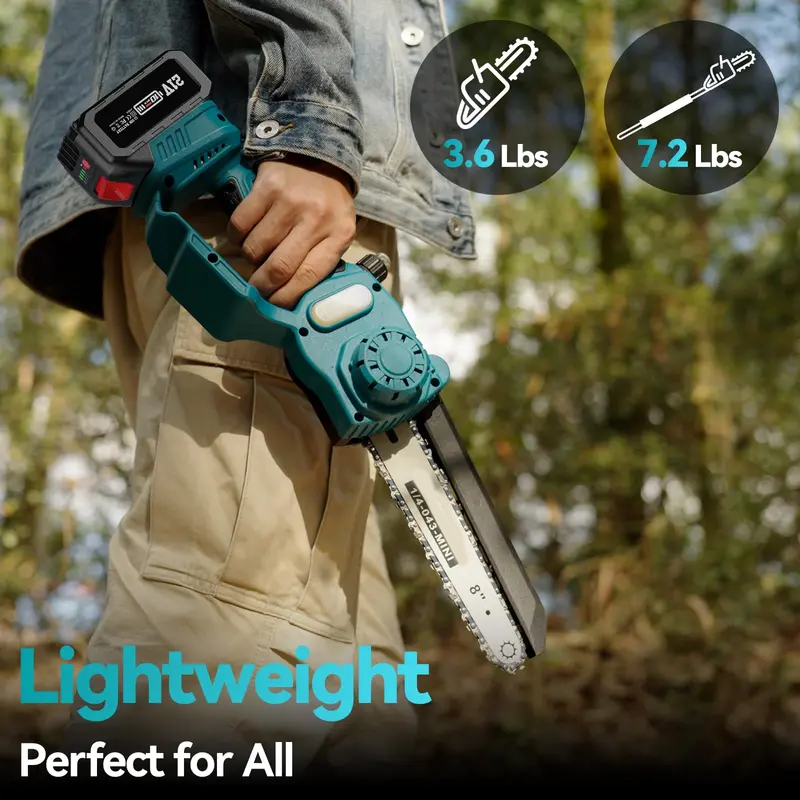 Sierra de pértiga y motosierra inalámbrica 2 en 1 con 2 baterías, sierra eléctrica de pértiga para poda de árboles