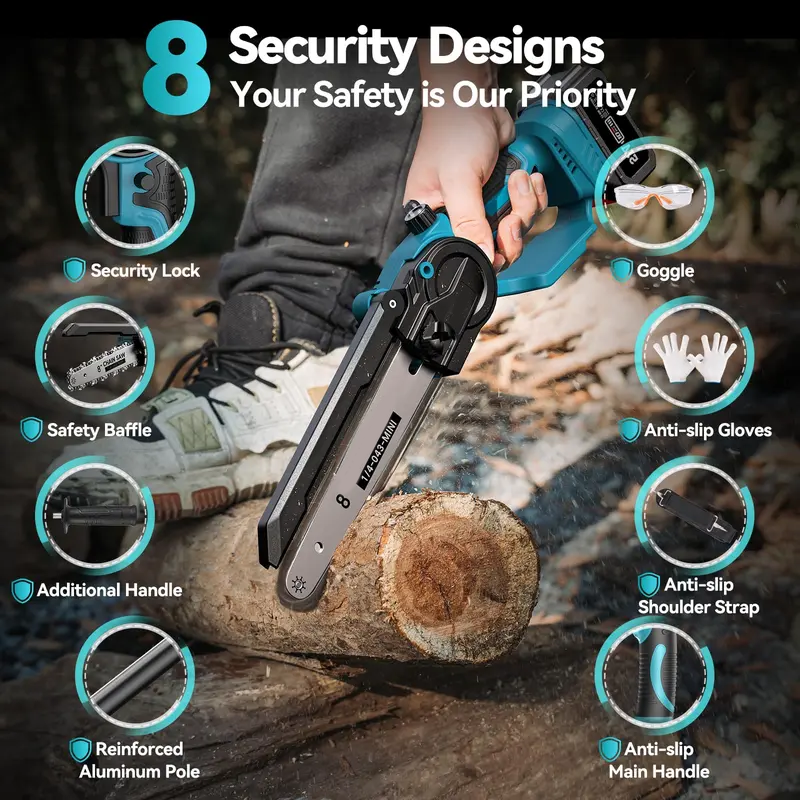 Sierra de pértiga y motosierra inalámbrica 2 en 1 con 2 baterías, sierra eléctrica de pértiga para poda de árboles