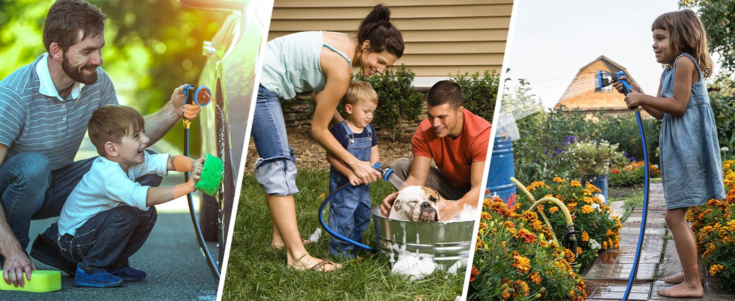 Retractable Hose Reel, Garden Hose Reel with 10-Function Sprayer Nozzle, Length Lock, Auto Rewind, 180&deg; Swivel, (5/8" x 82ft)/(1/2" x 100ft)/(1/2" x 125ft), for Yard Cleaning Plant Watering Lawncare