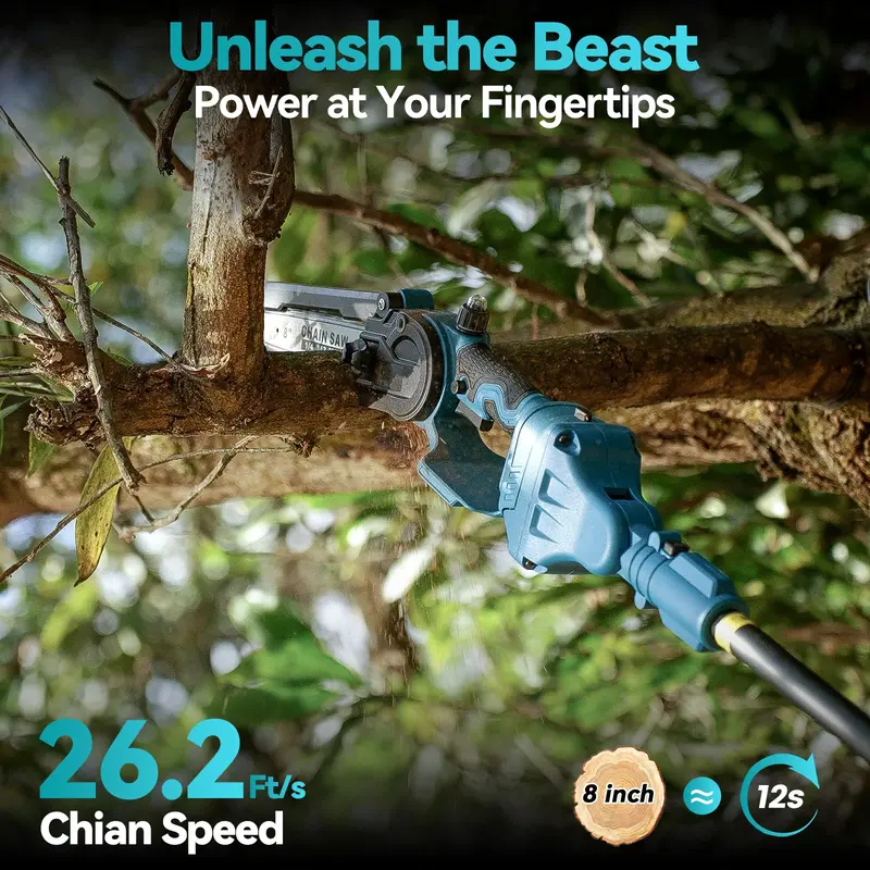 Sierra de pértiga y motosierra inalámbrica 2 en 1 con 2 baterías, sierra eléctrica de pértiga para poda de árboles