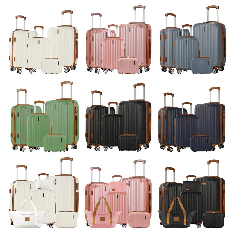 UUH luggage sets(3pcs/4pcs/6pcs/7pcs/8pcs/9pcs) with TSA Locks - suitcase for travel, Hardshell Luggage TSA Lock Spinner Wheels Hardshell Lightweight