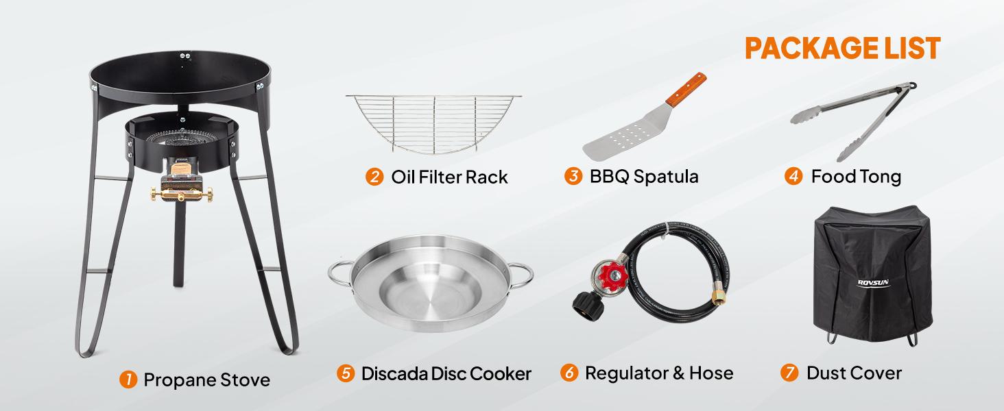 ROVSUN 23" Concave Comal Set with 80,000BTU Propane Stove, Stainless Steel Discada Disc Cooker with Burner Stand for Backyard & Outdoor Cooking, Taco Para Cocinar Carnitas Tortillas Stir Fry Wok SpringStatements