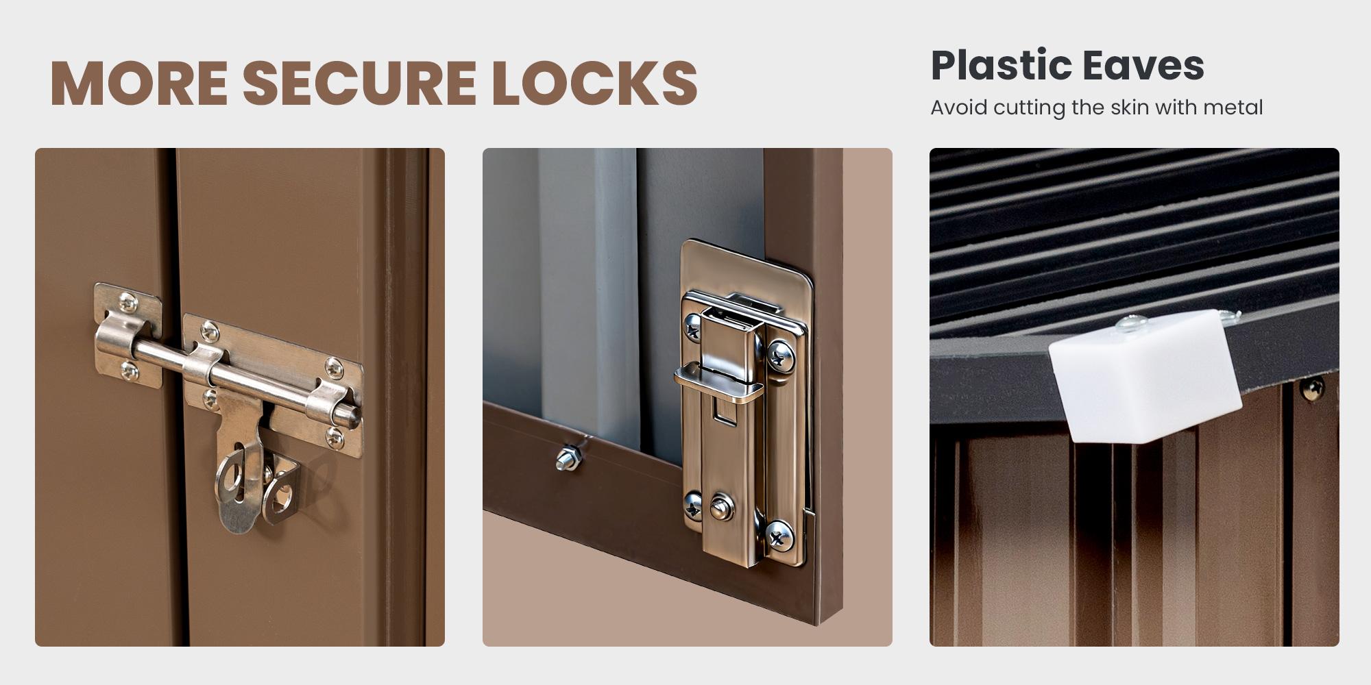 6' x 8' Outdoor Metal Storage Shed with Lockable Door &ndash; Gable Roof & Galvanized Steel, Brown