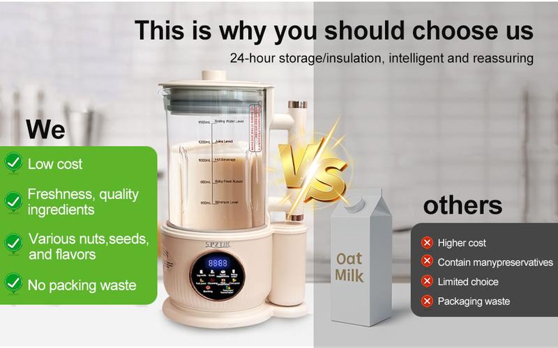Nut milk maker, 10-in-1 self-made automatic plant, Soy, Almond, Oat, Coconut Milk, etc., multi-functional / 12-hour timer/automatic cleaning/room temperature/heat preservation/boiling/room temperature/soundproof cover Nut milk maker, 10-in-1 self-made automatic plant, Soy, Almond, Oat, Coconut Milk, etc., multi-functional / 12-hour timer/automatic cleaning/room temperature/heat preservation/boiling/room temperature/soundproof cover