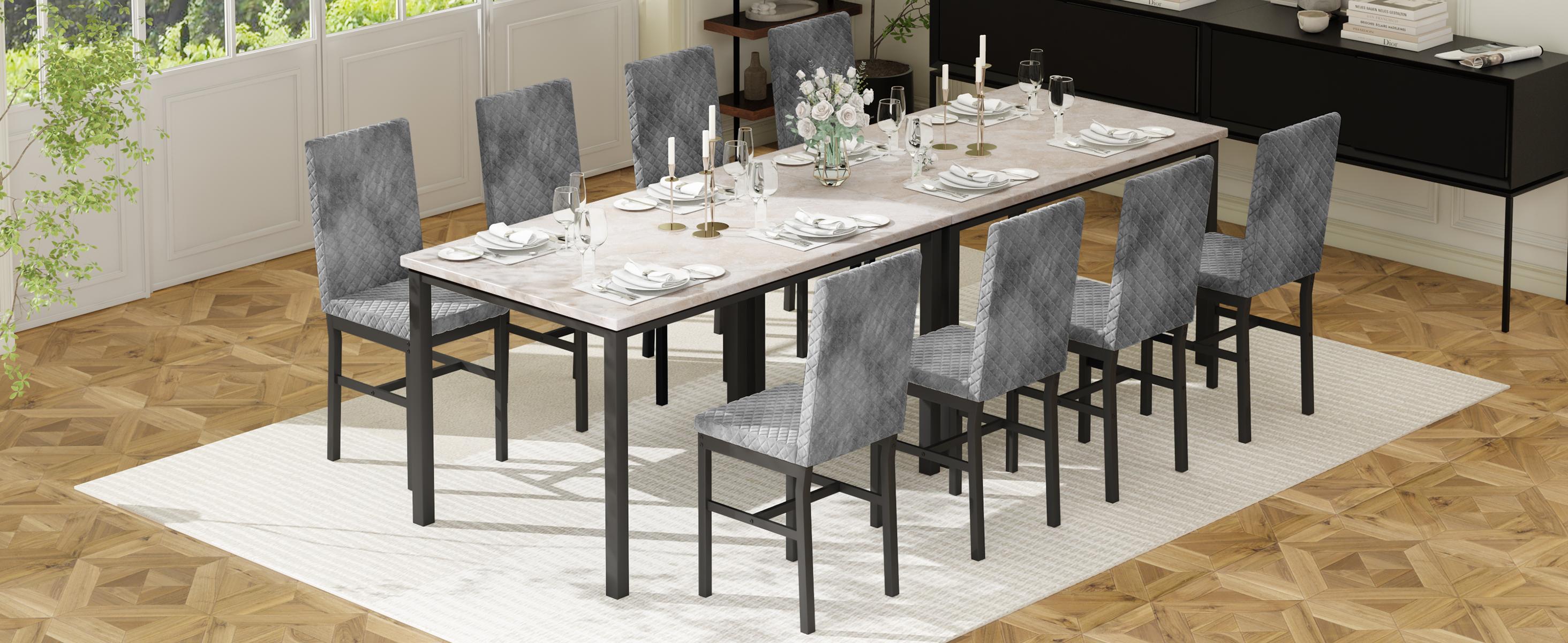 Recaceik Faux Marble Dining Table Set for 4 with 4 Upholstered Velvet Chairs 47.24"x27.5" Table 35.82" Chair Height Modern Ergonomic Home Furniture dinner chair Outdoorfun Recaceik Faux Marble Dining Table Set for 4 with 4 Upholstered Velvet Chairs 47.24"x27.5" Table 35.82" Chair Height Modern Ergonomic Home Furniture dinner chair Outdoorfun