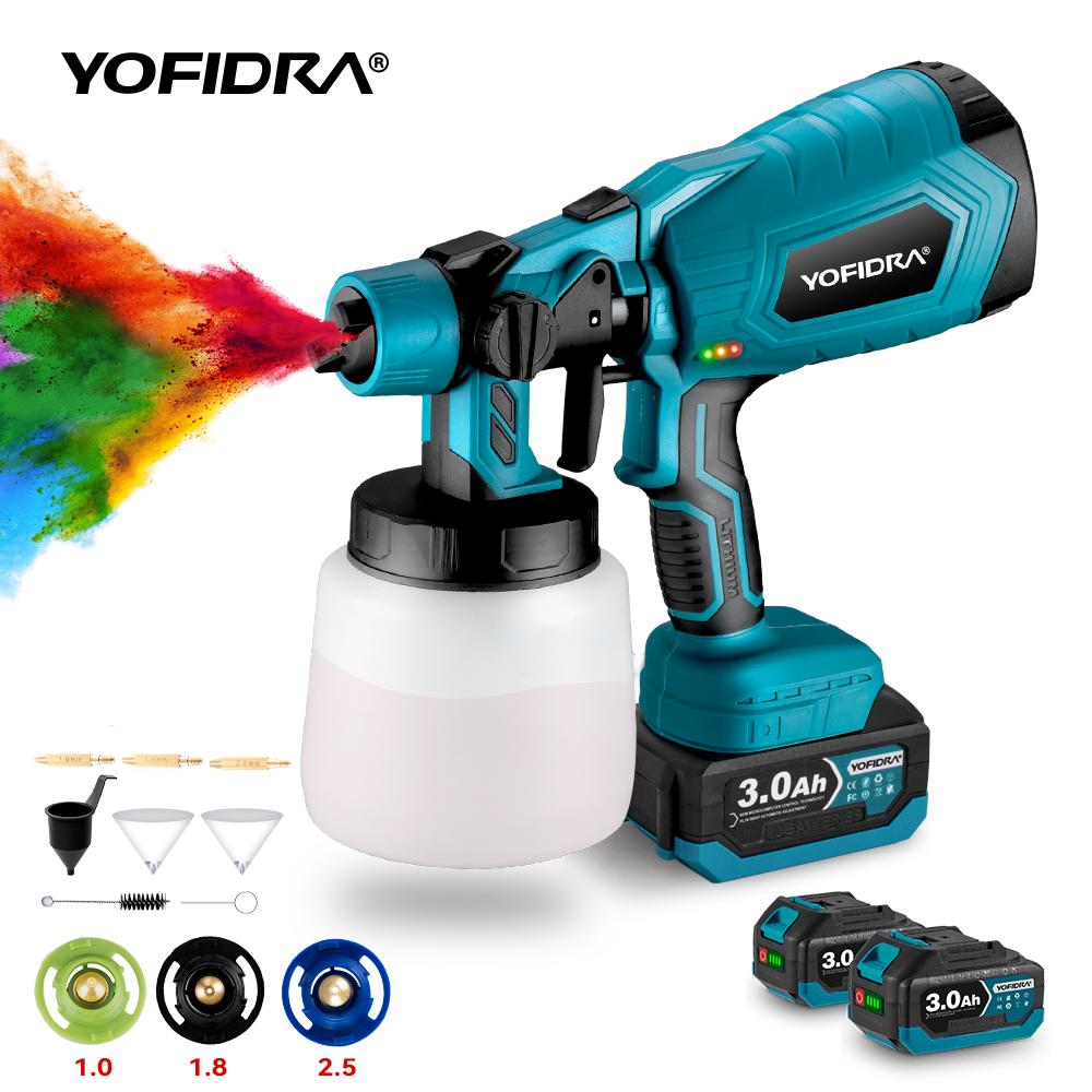 YOFIDRA Cordless Paint Sprayer 1000ml with 21V 2x3.0Ah Batteries for Furniture & House Painting Lightweight Design & Easy Storage tools Rechargeable YOFIDRA Cordless Paint Sprayer 1000ml with 21V 2x3.0Ah Batteries for Furniture & House Painting Lightweight Design & Easy Storage tools Rechargeable