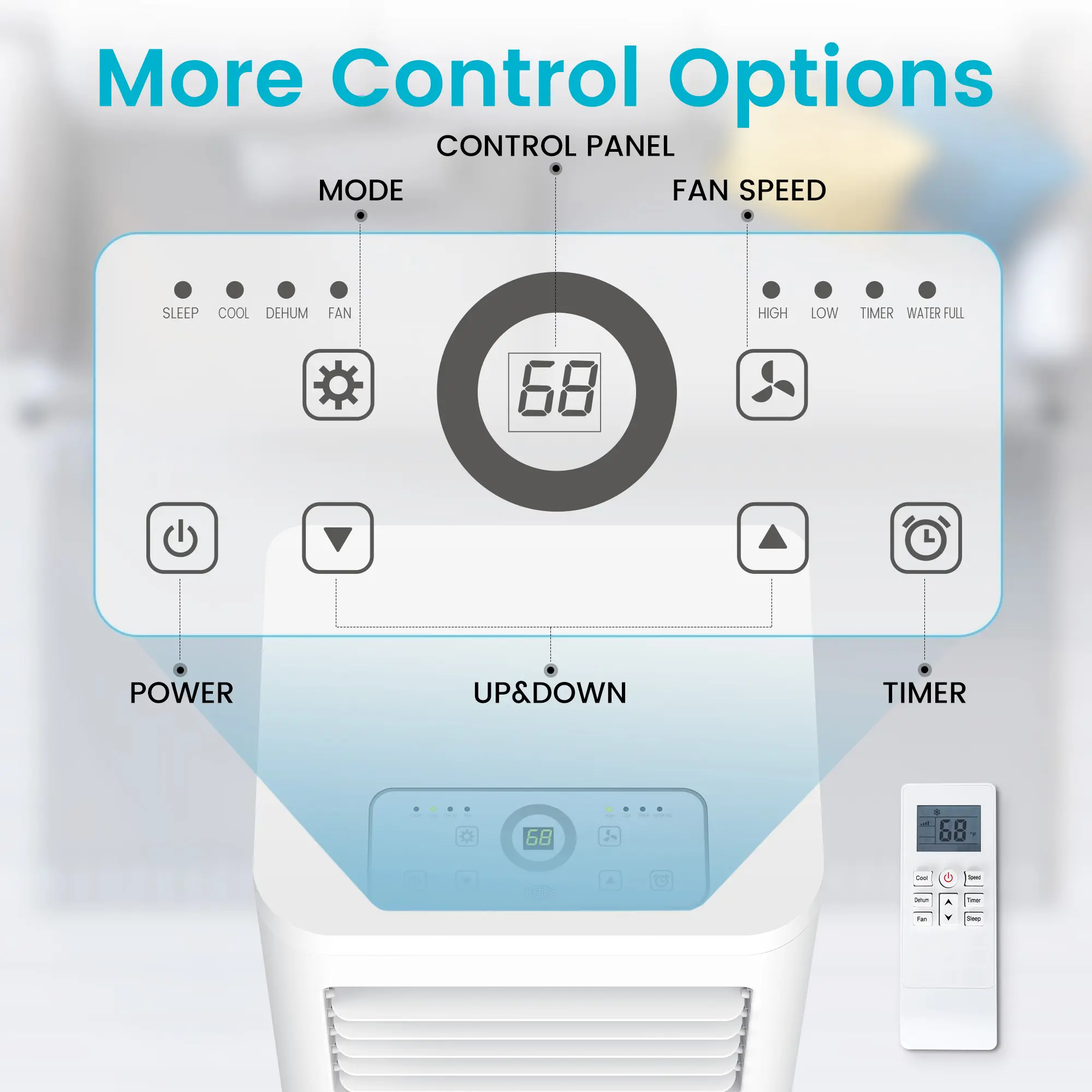 Acondicionador de aire portátil de 8000 BTU: enfría hasta 350 pies cuadrados, 4 modos, con control remoto, pantalla LED, temporizador de 24 horas y kit de instalación para el hogar, la oficina o dormitorios (Blanco)