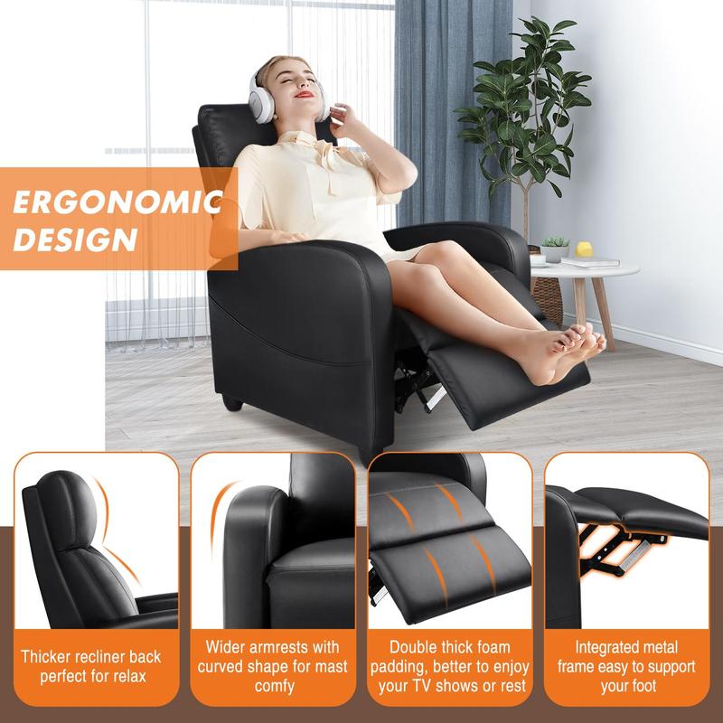 【Regalos de Año Nuevo】Sillón reclinable para sala de estar, sillón reclinable de masaje, sillones para cine en casa, sillón reclinable moderno ajustable con asiento y respaldo acolchados.
