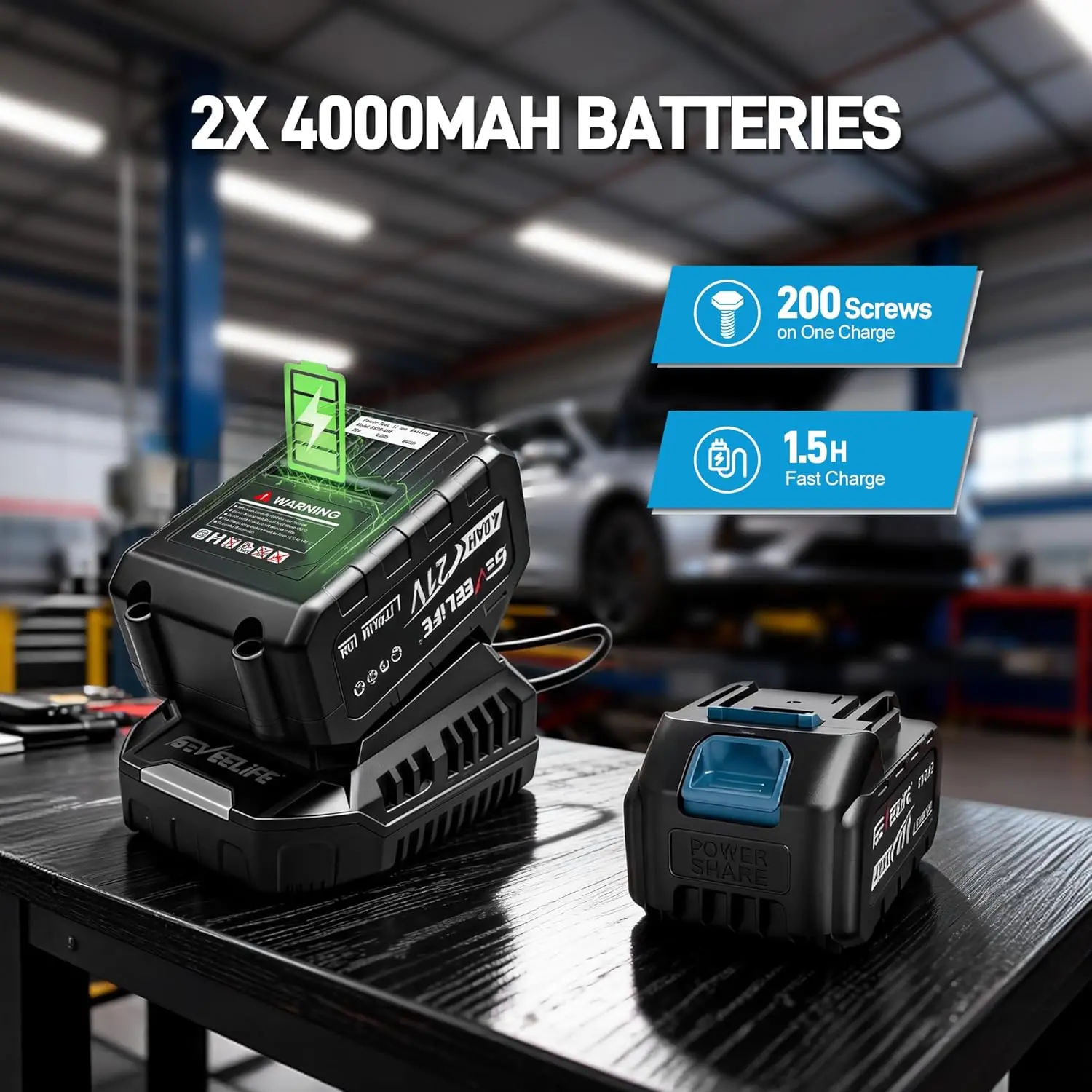 Llave de impacto sin escobillas 3 en 1 de 750 Nm, 1/2", inalámbrica, 3300 RPM; incluye 2 baterías de 4.0 Ah y 6 vasos. Ideal para automóviles, bricolaje, muebles y cortacéspedes.