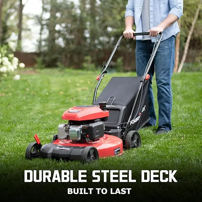 Cortacésped a gasolina PowerSmart, motor de 144 cc, 18/21 pulgadas, modelo 3 en 1 de empuje (Walk-Behind), aceite incluido — SpringTok (DV8618P/DV8621P)