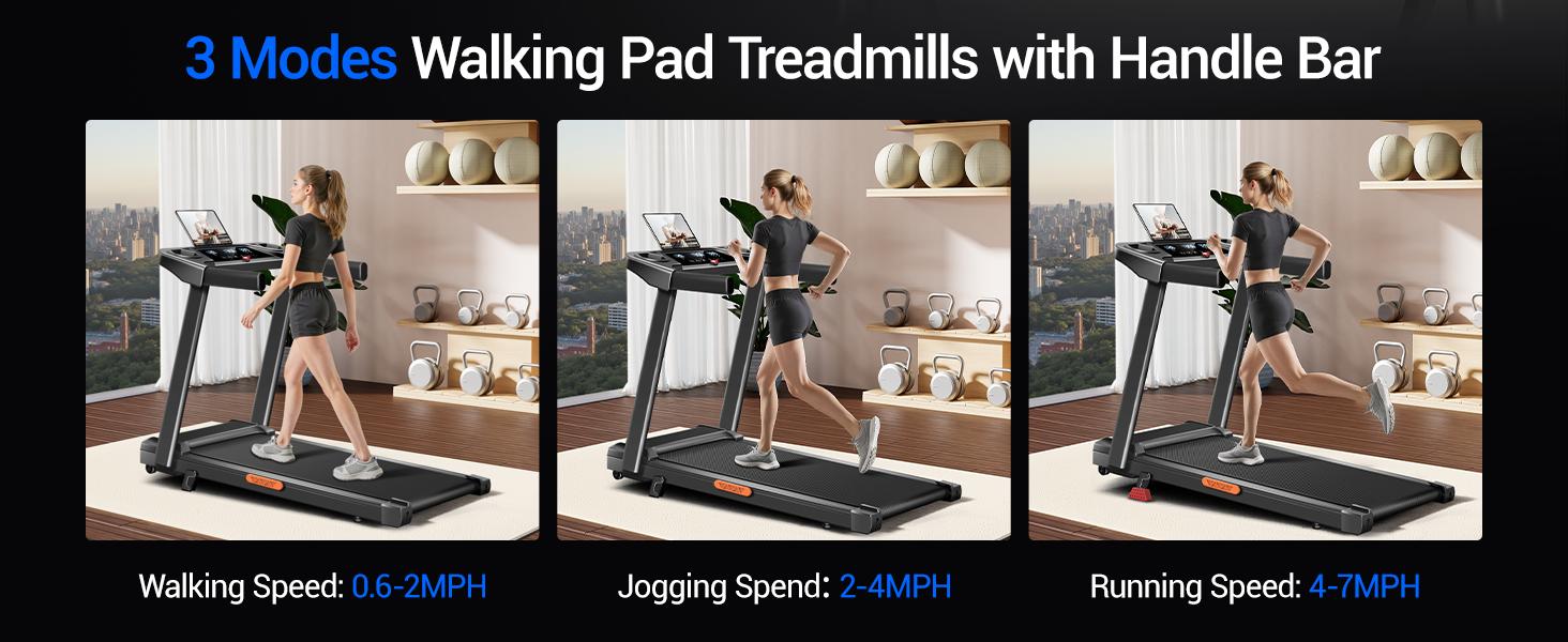 Incline Foldable Treadmill, 0.6-7MPH for Home 3.0HP Treadmills Screens Display Portable Walking Pad with Handle 300 LBS Capacity SpringStatements Incline Foldable Treadmill, 0.6-7MPH for Home 3.0HP Treadmills Screens Display Portable Walking Pad with Handle 300 LBS Capacity SpringStatements