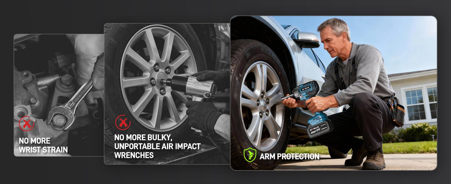 GEVEELIFE 750Nm 3 in 1 Brushless Impact Wrench 1/2" Cordless 3300RPM, 2×4.0Ah Batteries, 6 Sockets Car DIY Furniture Lawn Mower GEVEELIFE 750Nm 3 in 1 Brushless Impact Wrench 1/2" Cordless 3300RPM, 2×4.0Ah Batteries, 6 Sockets Car DIY Furniture Lawn Mower