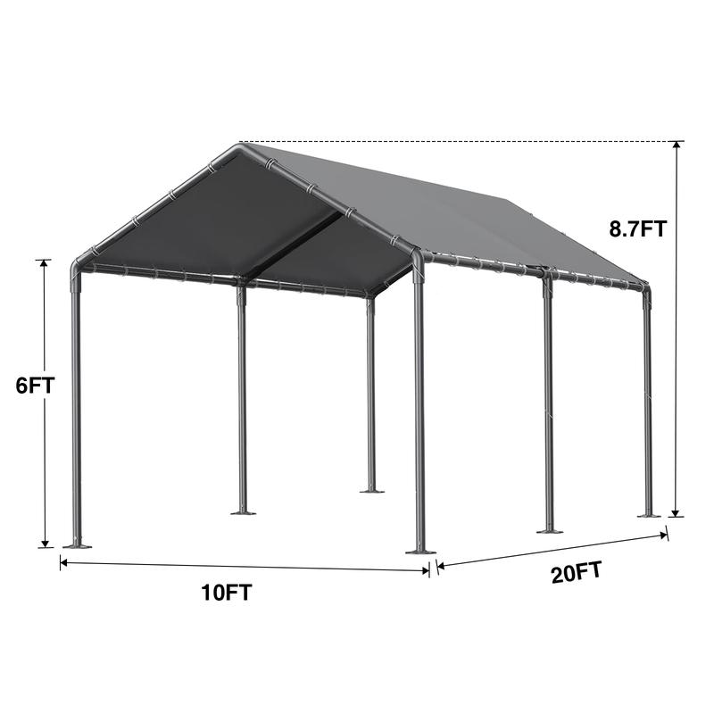 Grezone Outdoor Carport 10x20ft Heavy Duty Car Tent,Portable Garage Canopy Storage Shed,Car Shelter,All-Season Tarp Tent for Car,Party Boats Wind Protection