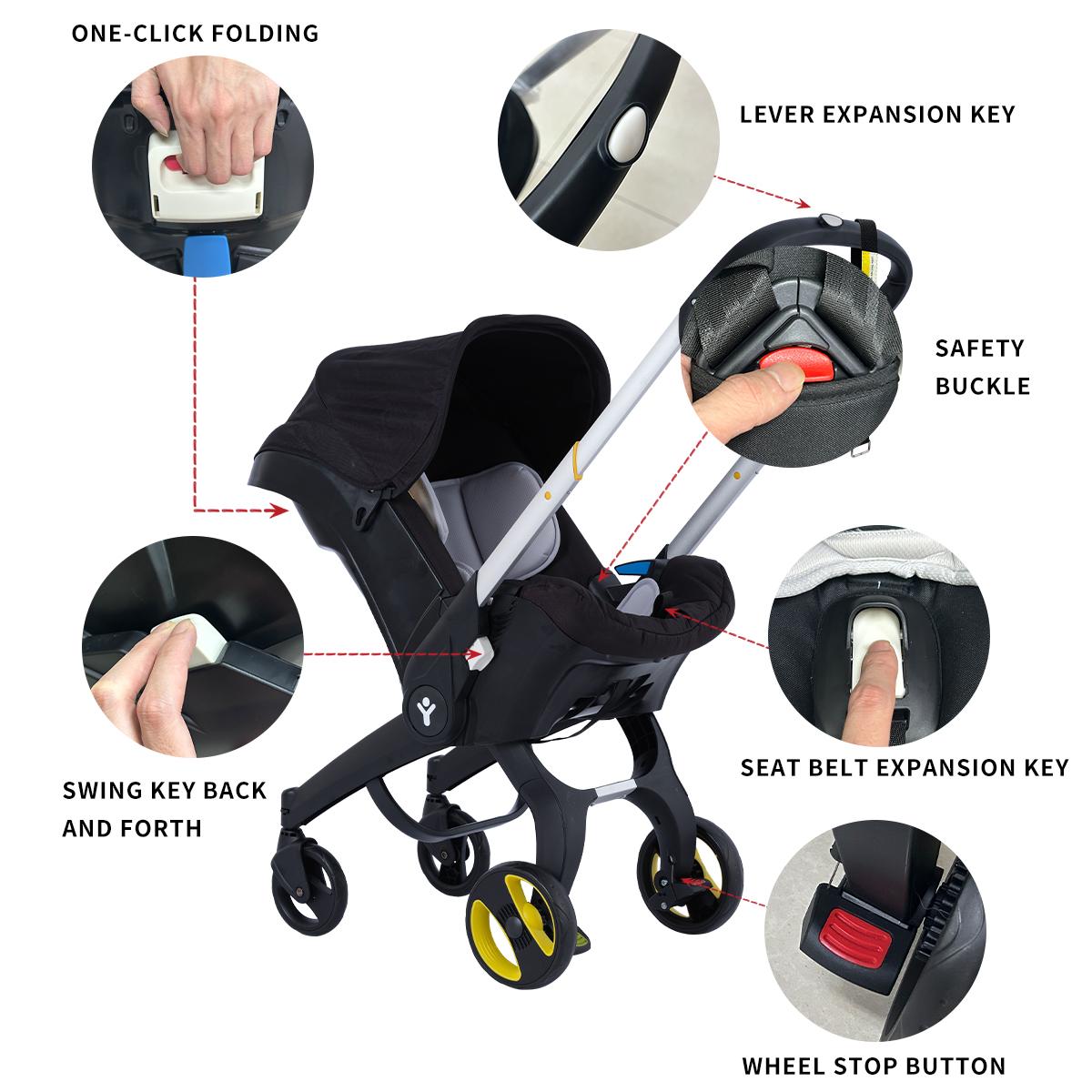 High-view stroller All In One  Convertible Baby Stroller Without Latch Base  baby carriage- Toddler Stroller With Reversible Stroller Seat