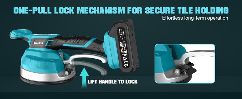 Seesii KP-160B Tile Vibration Tool, Cordless Tile Vibration Leveling Machine with 2×2000mAh Batteries, 160mm Large Suction Strong Grip, 12-Speed Adjustable Tile Tools for Floor/for the Pro and DIY fathersdaygift Outdoorfun Seesii KP-160B Tile Vibration Tool, Cordless Tile Vibration Leveling Machine with 2×2000mAh Batteries, 160mm Large Suction Strong Grip, 12-Speed Adjustable Tile Tools for Floor/for the Pro and DIY fathersdaygift Outdoorfun