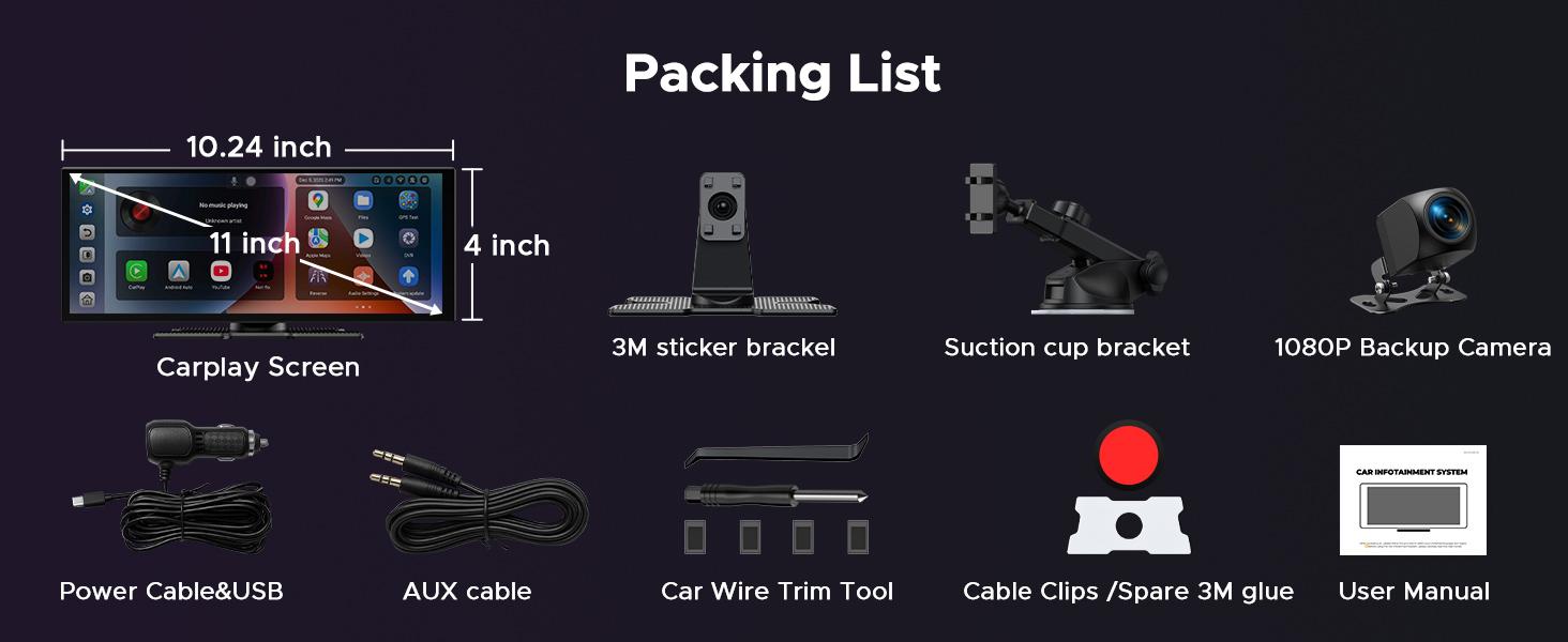 LAMTTO 11" AI Car Screen: Gemini+Offline GPS+Apps | Not Just CarPlay - Open Android 15 4GB+64G